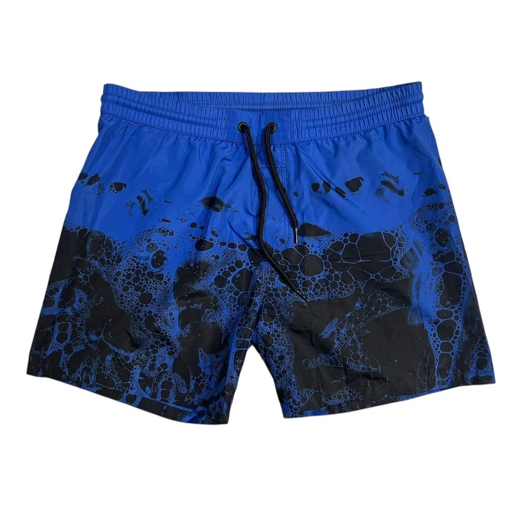 Diesel Mens Blue Black Abstract Bubble Print Swim Trunks Size S Small Beachwear
